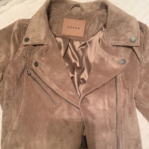 blanknyc denim faux suede moto jacket